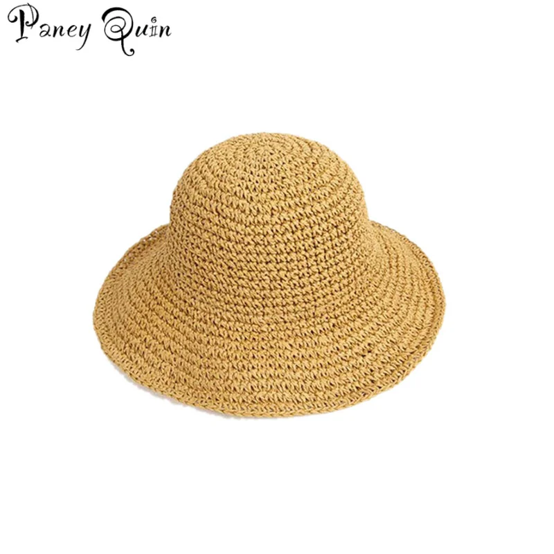 Элегантные летние женские шляпы, складная пляжная Панама, соломенная шляпа с широкими полями, складная уличная шляпа для отдыха, праздничная шляпа из рафии