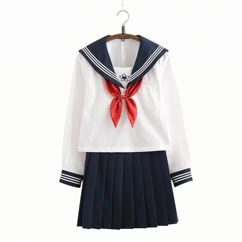 

2018 New JK School Uniform Set For Girls Student Uniform Tie Sailor Suit Sets Table Costume Japanese Cosplay Uniform Schoolgirl