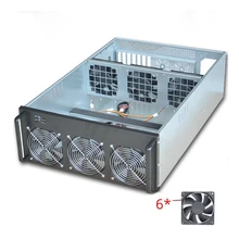 6 вентиляторов Майнинг чехол рамка крипто монета btc эфириум Майнер USB 6-8 gpu шасси Алюминий sever rack mount GTX 1080TI 1070 P106