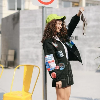 

2017 Spring and Autumn New Harbewire BF wind loose wild fashion patchwork jacket jacket coat tide