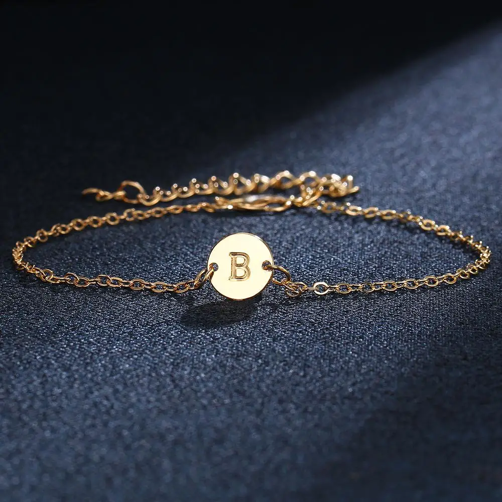 IMucci женский браслет с буквами и браслет, браслет, тонкий персонализированный диск, простой браслет с буквами, очаровательный подарок дружбы