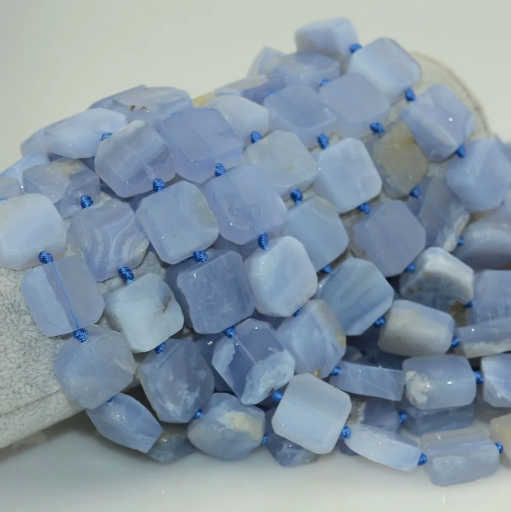 Натуральный Синий кружевной Агат/Аквамарин нерегулярные Квадратные бусины 16 мм