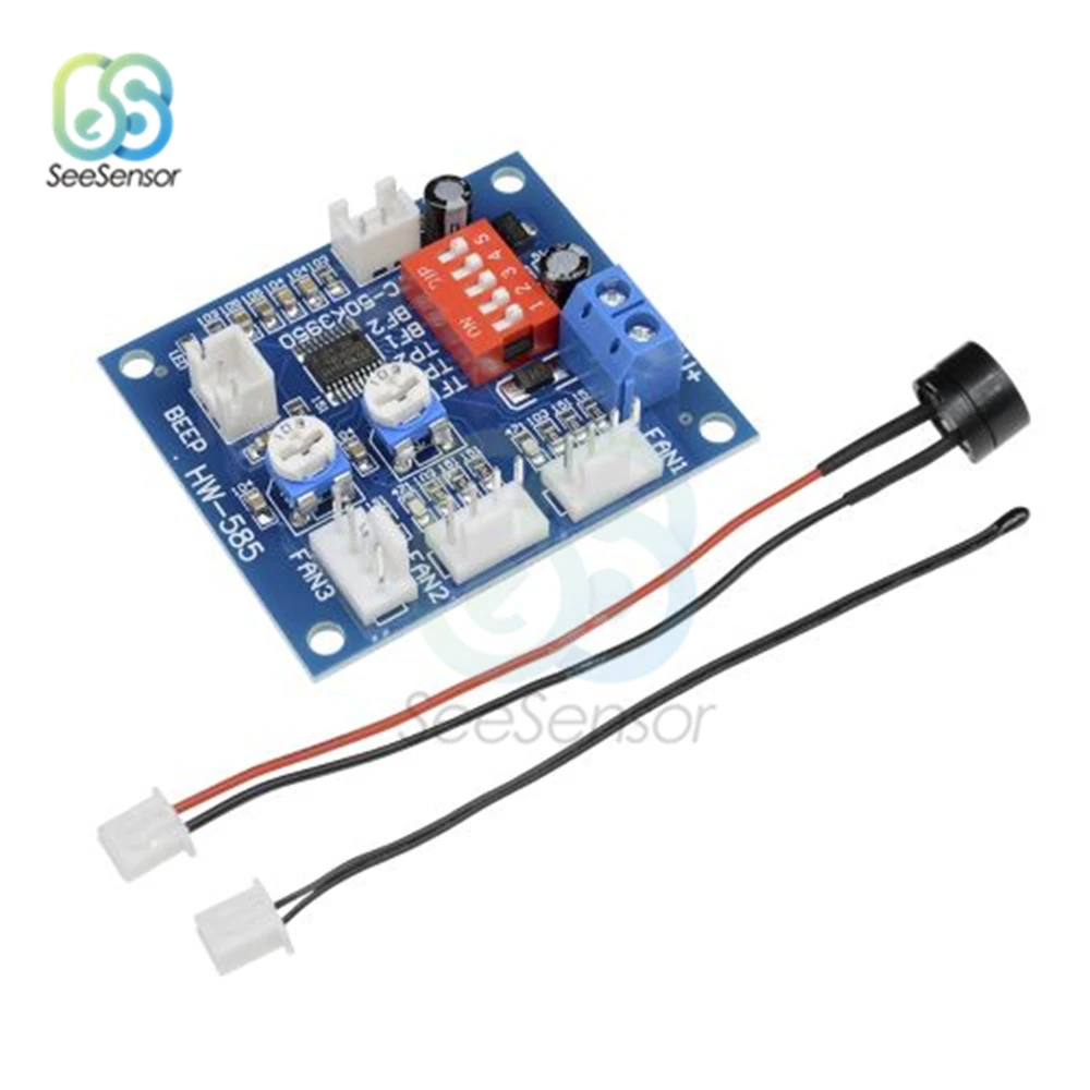Dc 12v Pwm Pc Cpu Fan Temperature Control Speed Controller Modul Suhu Probe Buzzer Tinggi Suhu Alarm Kecepatan Kontrol Motor Controller Aliexpress