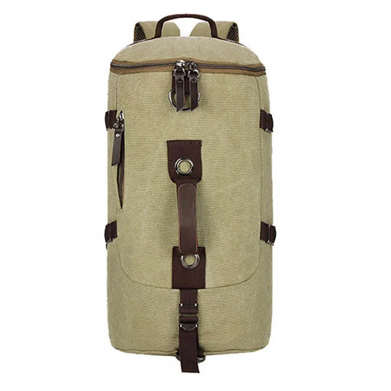 New Arrival 2018 Men Canvas Backpack Barrel shaped Bag Mochila Canvas Backpack Travel Shoulder