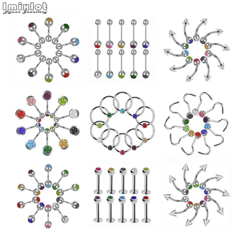 

1X Curved Belly Button Rings Ear Cartilage Helix Tragus Piercing Nose Ring Lip Eyebrow Piercings Industrial Barbell Body Jewelry