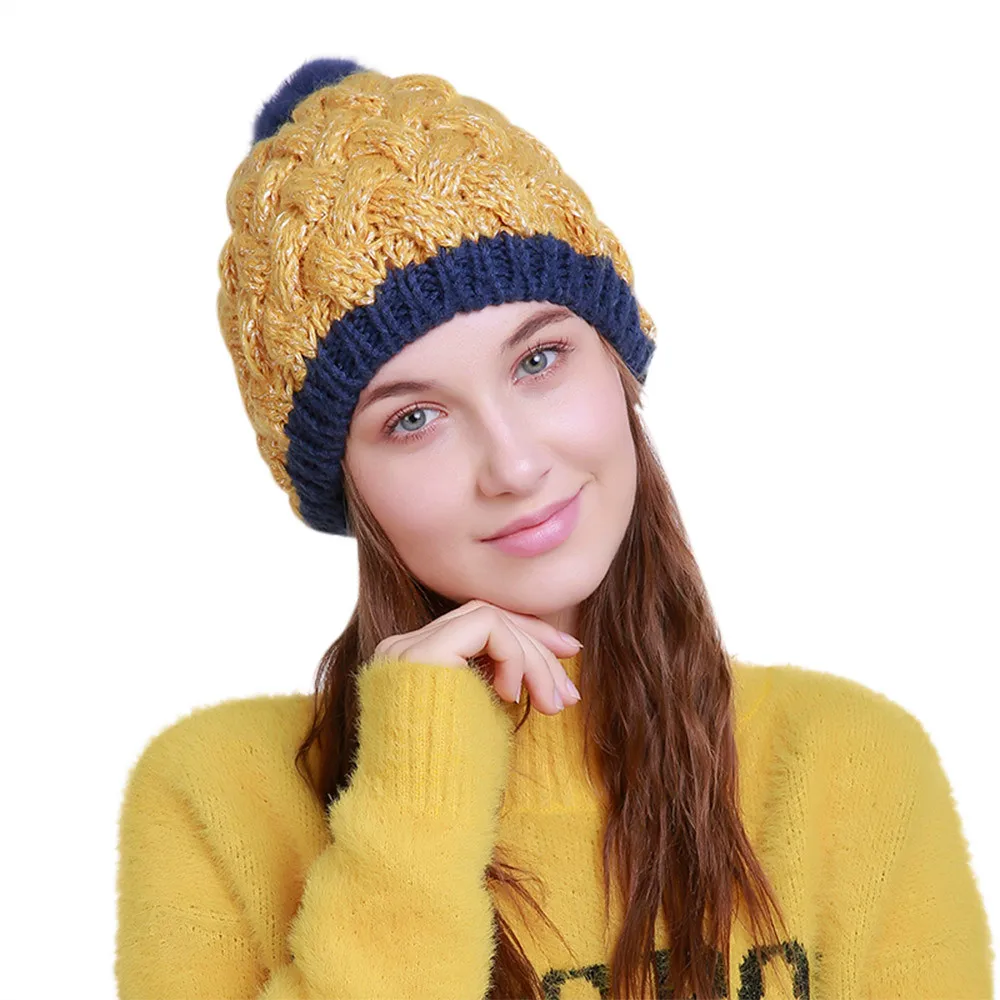 Skullies шапочки зимняя шапка для Для женщин теплая шапка Модные Вязание теплые Кепки теплая шерсть шляпа Кепки вязаная мода зима Шапки se13