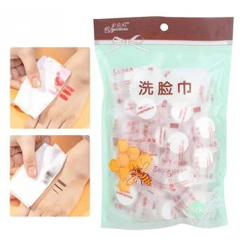 

50pcs Compressed Napkin For Cosmetic Removal Face Eye Makeup Residue Disposable Towel Tablet Capsules Cloth Makeup Beauty Tool