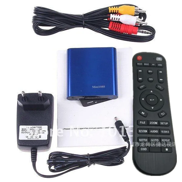 Full HD 1080P HDMI медиаплеер автомобильный с дистанционным управлением AV выход USB/SD