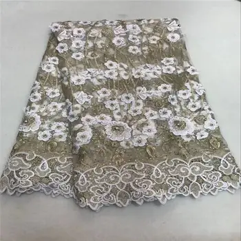 

Latest Net French Lace fabric Material High Quality Net African Lace Fabric With stone Nigerian Wedding African Lace for lady-35