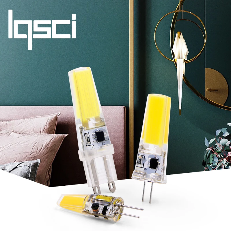 

Lqsci LED G4 G9 Lamp Bulb AC / DC Dimming 12V 220V COB SMD LED Lighting Lights replace Halogen Spotlight Chandel
