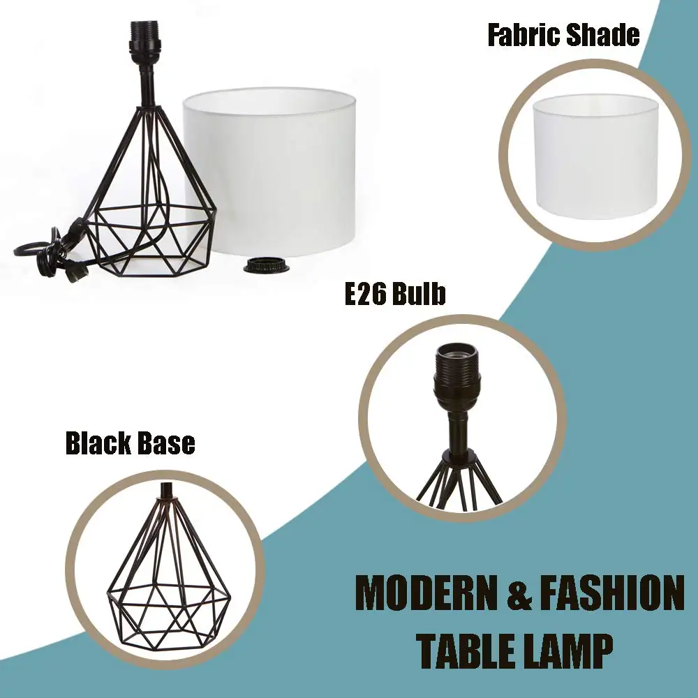 Lâmpada de Mesa Luz para o Quarto Decorativo Retro Geométrico Tambor Sombra Cabeceira Casa Iluminação Sala Estudo Lâmpada 9 Luminárias de mesa