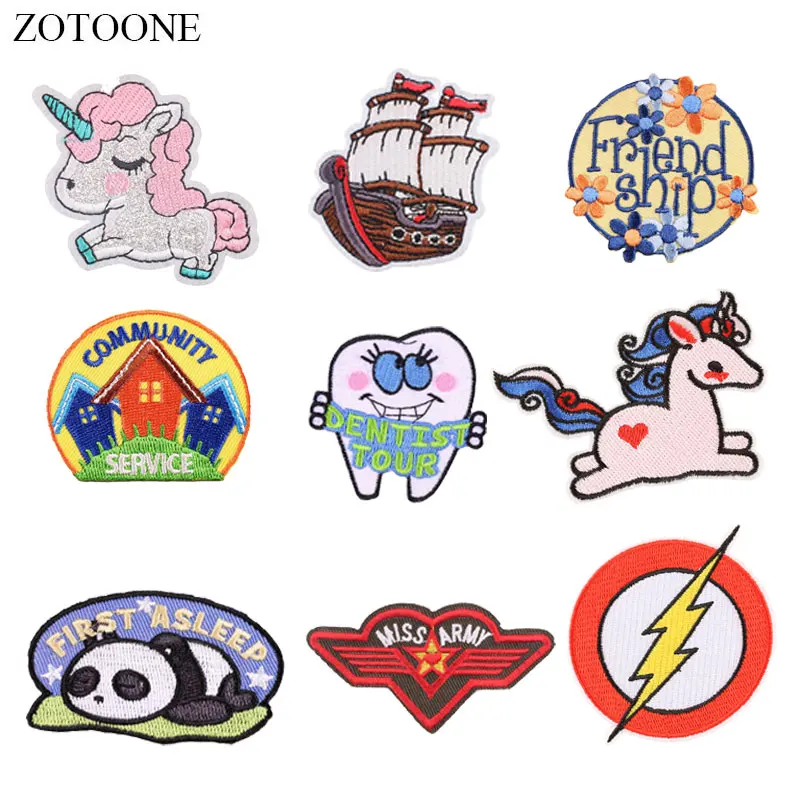 ZOTOONE нашивки в форме единорога Diy наклейки круглая нашивка железо на одежде