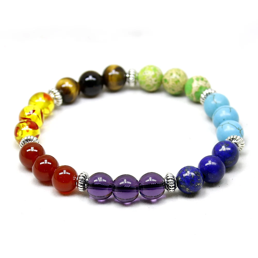 Mens Bracelets 7 Chakra Healing Reiki Prayer Natural Stone Charm