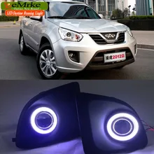 EEMRKE Car Styling For Chery Tiggo FL COB LED Angel Eye DRL H11 55W Halogen Fog Lights Lamp Daytime Running Light