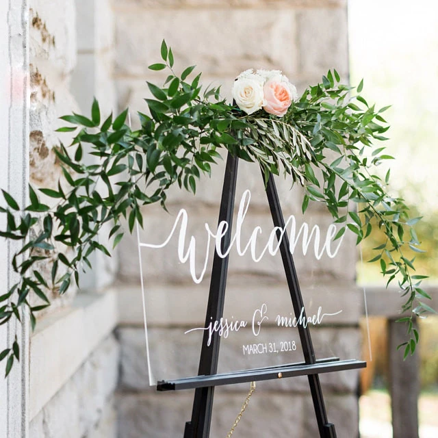 

Customized Welcome Acrylic Plate Wedding Sign Board Western Acrylic Letter Plate Indicator Reception Notice Board Customization