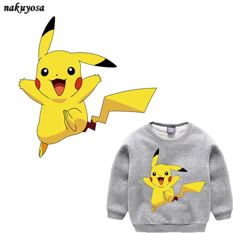 

Pokemon go Lovely Pikachu Iron On A-level Patches Heat Transfer Pyrography For DIY Clothes Bags Decoration Printing 18*18CM
