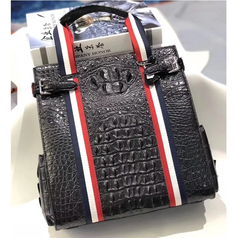 

Casual Designer Genuine Crocodile Leather Men's Top handle Handbag Authentic Alligator Skin Male Single Large Cross Shoulder Bag