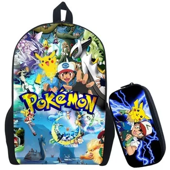 

Cartoon Pokemon Pikachu Eevee Backpack Students Boys Girls School Rucksack Surprise Gift Schoolbag Pcs/set Backpack+pencil Case