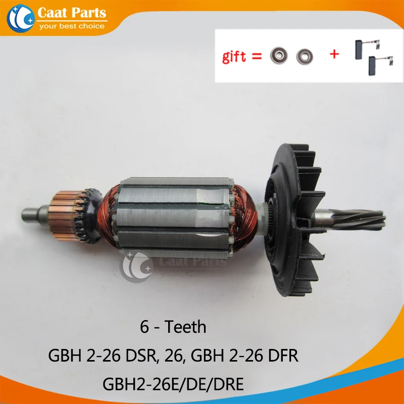 5 teeth armature rotor for makta hr2440 hr2453 use for motor generator drop shipping AC220-240V 6 teeth Armature Rotor Anchor Motor for Bosch GBH2-26 GBH2-26DSR GBH2-26DFR GBH2-26E GBH2-26DE GBH2-26DRE