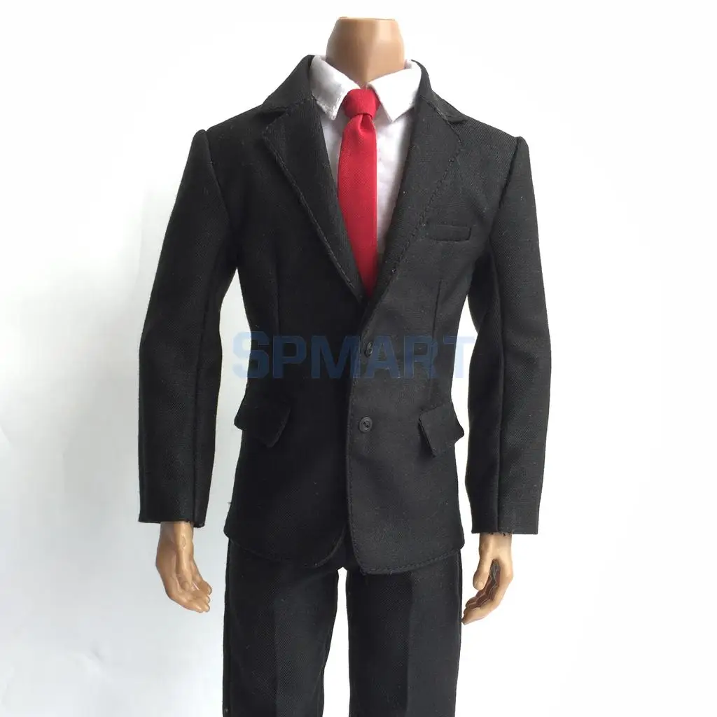 1/6 Male Gentleman Business Suit Outfit PU Leather Shoes Set for 12