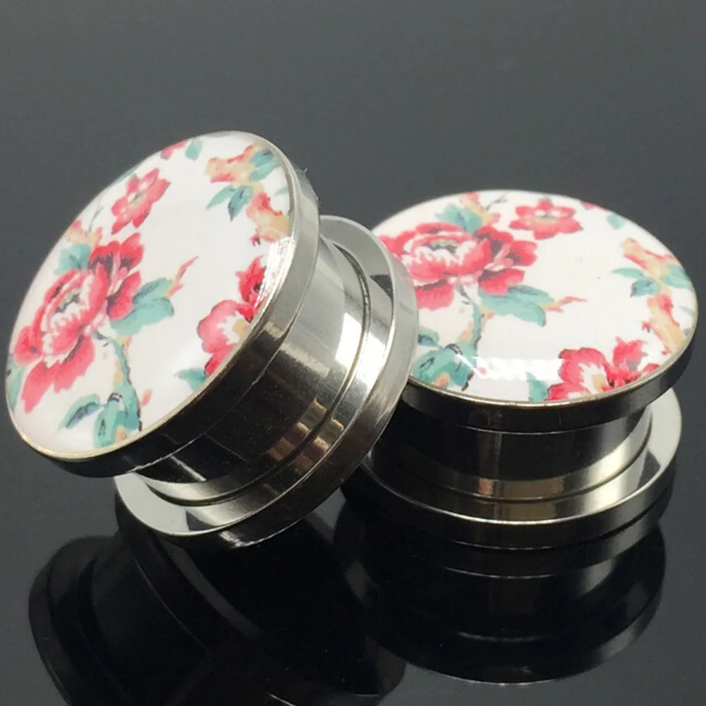 1Pc Flower Ear Expander Piercing Jewelry Copper Earring Flesh Tunnel