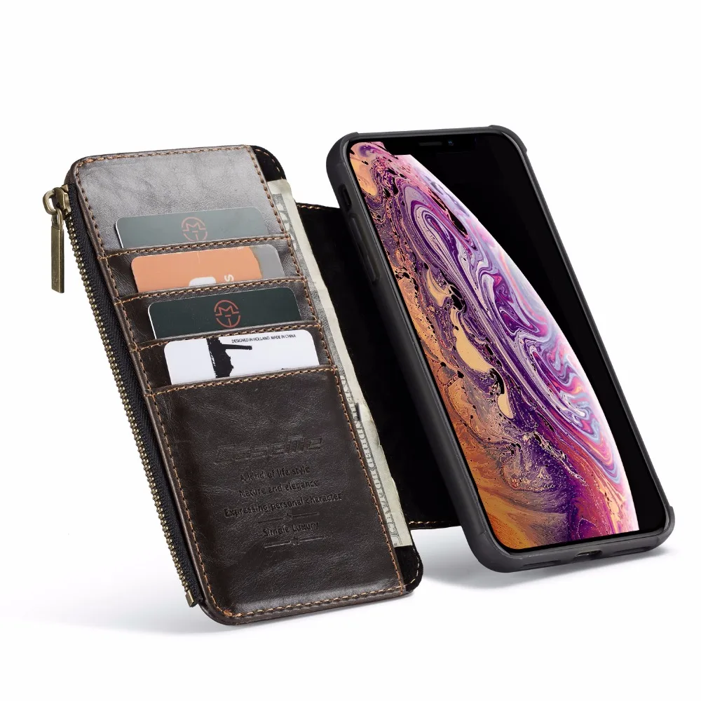 Для iPhone XS Max XR 11 Чехлы CaseMe съемный кожаный чехол портмоне с откидной крышкой