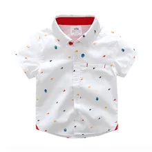 Летняя одежда для малышей г., лидер продаж, детская одежда рубашка с короткими рукавами с отложным воротником и карманом и рисунком для мальчиков