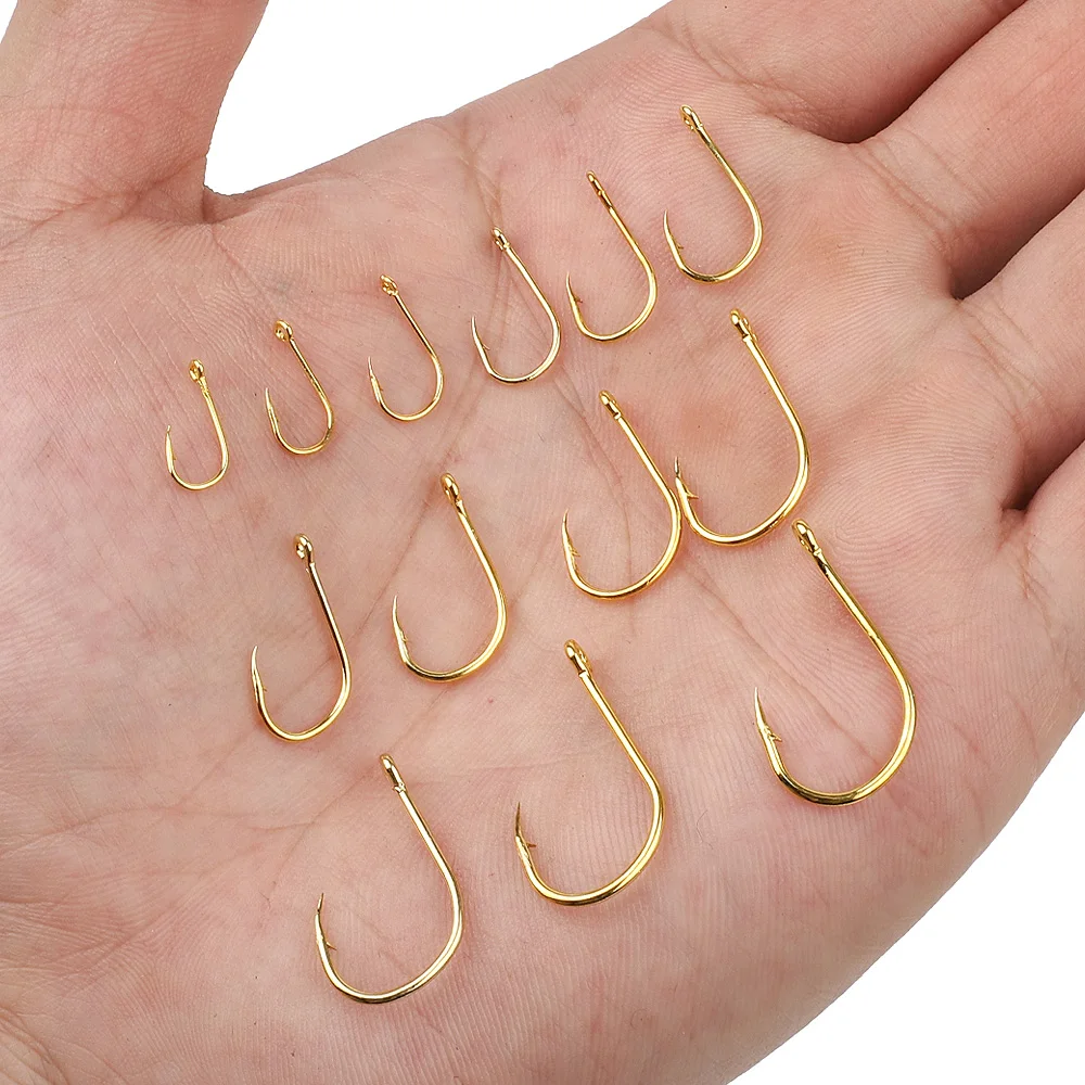 DONQL 200-700pcs/ Set Fishing Hooks Barbed Carp Single Fishihook 3#-12# Jig Fly Fishing Hooks Carbon Steel Sea Accessories