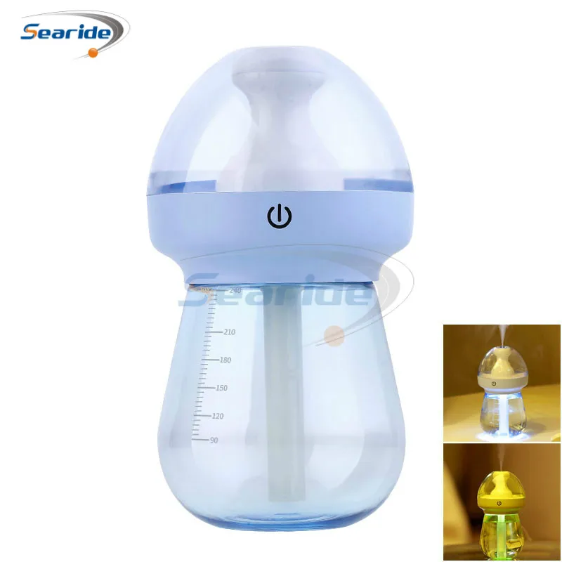 

USB Ultrasonic Air Humidifier with Night Lamp Essential Oil Humidificador Aroma Diffuser Home Car Water Fogger 240ML Milk Bottle