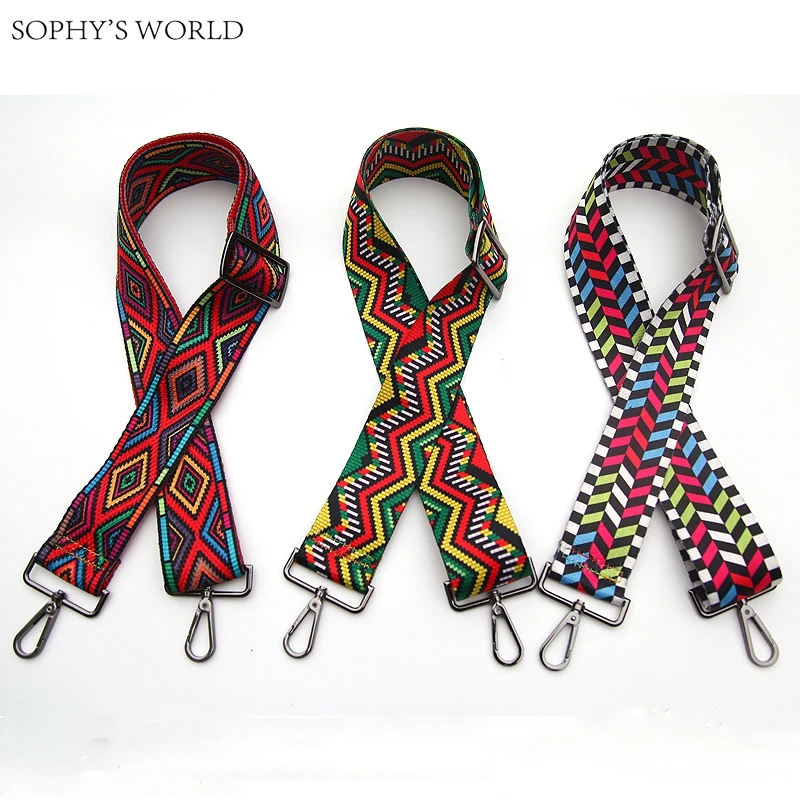 2017 new color geometric canvas blet crossbody strap bohemian guitar