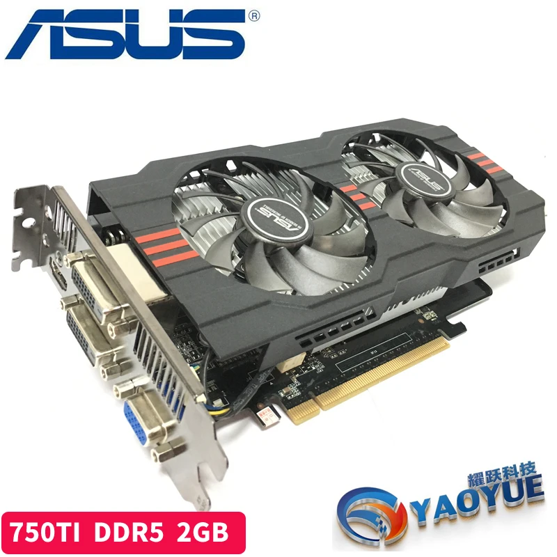 Видеокарты Asus GTX750TI OC 2GD5 для компьютера графическая карта DDR5 настольного ПК 128 бит