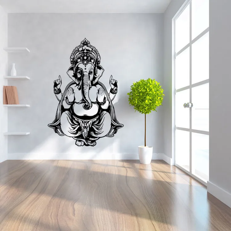 Ганеш слон Бог Йога Мандала декоративные настенные наклейки комнаты наклейки Ганеша Резные