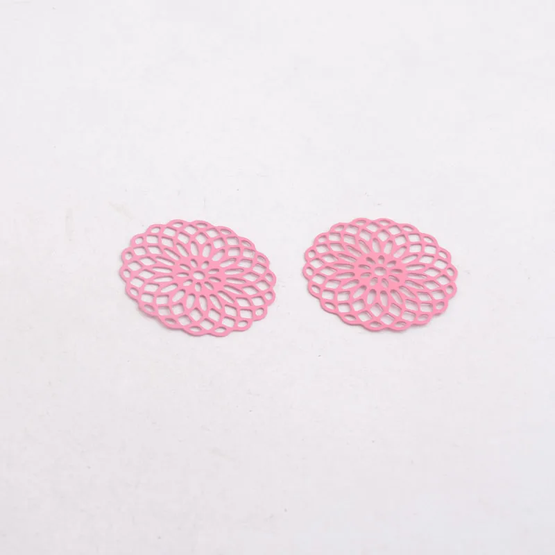 50 шт. AC2673 25 мм круглые подвески металлические ювелирные изделия филигранные серьги фурнитура - Окраска металла: Pink