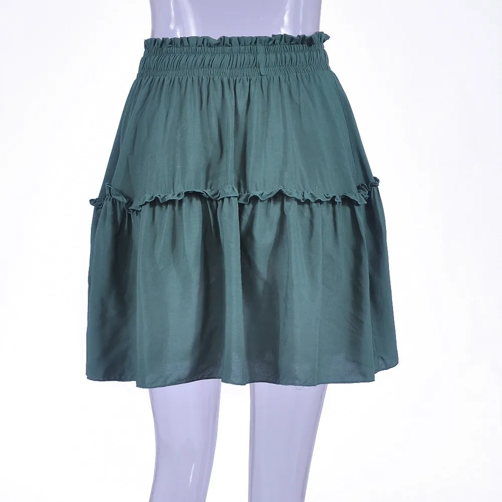 Женская юбка, юбки, faldas jupe femme shein saia, повседневная, Пляжная, с цветочным принтом, трапециевидная, эластичная талия, гофрированная короткая юбка#50