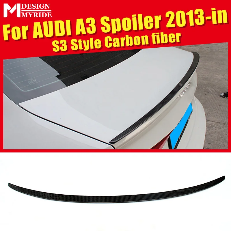 

For Audi A3 A3Q Rear Spoiler Tail S3-Style Carbon Fiber rear spoiler Rear trunk Lid Boot Lip wing car styling Decoration 2013-in