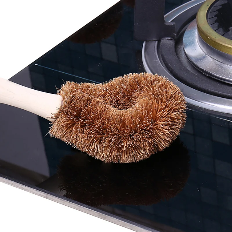 

Dish Washing Oil Cleaning Brush Can Hang Type Brush Natural Coconut Brown Non-stick Oil Long Handle Pot Brush Kichen Accessories