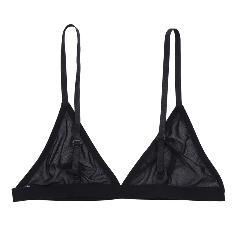 minimizer bra Black Bra Women Mesh Semi Sheer Hollow Out Adjustable Straps Wire-free  Bralettes Female Soft Breathable Underwears Lady nursing bras