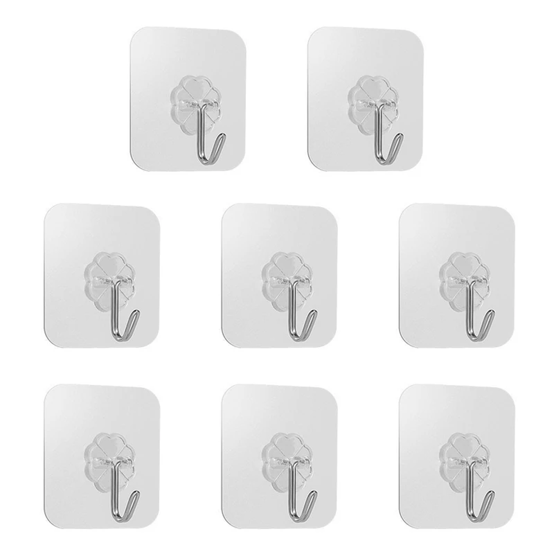 

8 PCS Four-leaf Clover Reusable Self Adhesive Hooks Heavy Duty Waterproof Wall Hanger for Door Bathroom and Kitchen