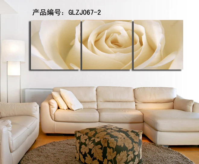 New Modern Modular HD Print Artwork white Rose 3 Peices Home Decor Canvas painting Picture On Wall For Living Room GLZJ067-2 | Дом и сад