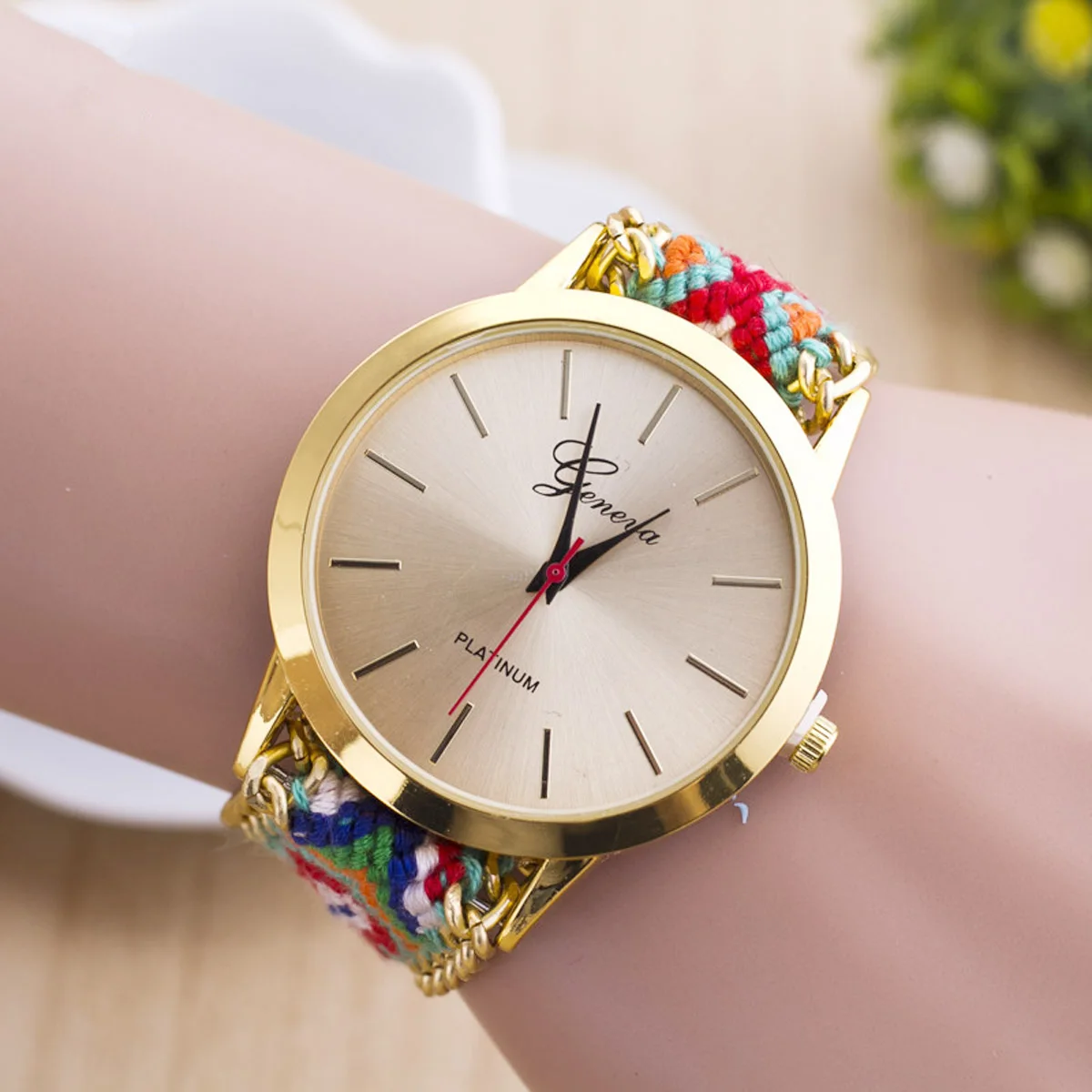Fashion Handmade Casual Geneva Quartz Women Girls Braided Colorful Friendship Bracelet Watch Relogio Feminino Gift Dress Watches