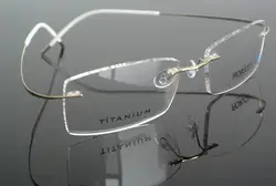 Роскошные чистый Титановые очки без оправы очки Оптический Для мужчин Для женщин Rx в состоянии белый храмы