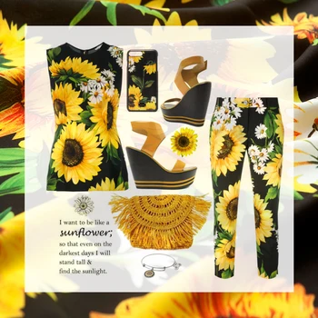 

Yellow Sunflower Printed Faux Silk Satin Fabric,Black Heavy Chiffon,Smooth,Drape,Sewing,Dress,Home Decor,Craft by the Yard