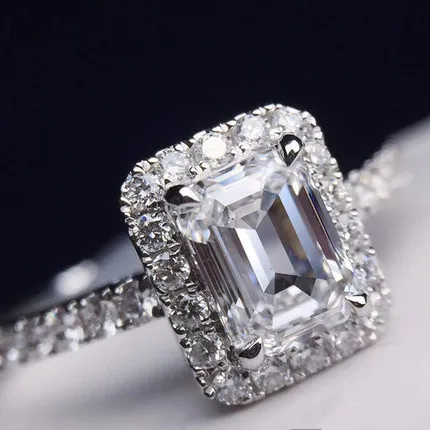 

Luxury 3.5 ct Big Square Cut AAA Zircon Ring with Micro Paved CZ Wedding Rings for Brides 925 Silver diamond rings for women