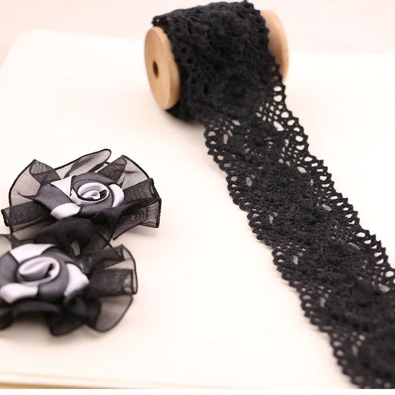 1 ярд 3,5 см Черный Чистый хлопок кружева аксессуары DIY Одежда ручной работы
