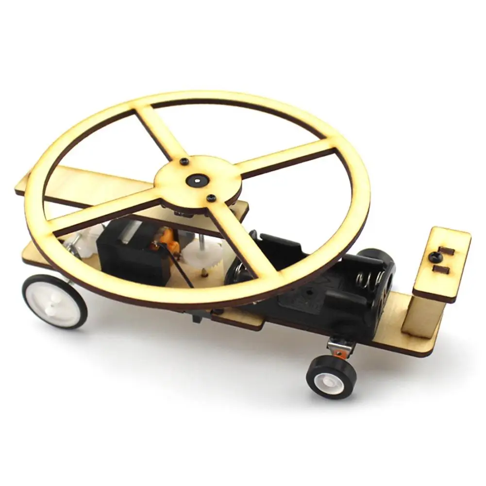 

DIY Helicopter Vehicle Plane Wooden Electric Slide Model Building Kits Motor & Wheel Scientific Education Toys for Kids