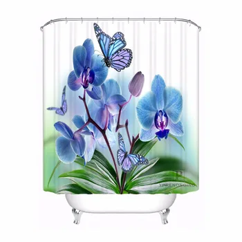 

Custom Elegant Colour Orchid Flower Bath Curtain Bathroom Mildewproof Waterproof Polyester Shower Curtain#180417-04-79