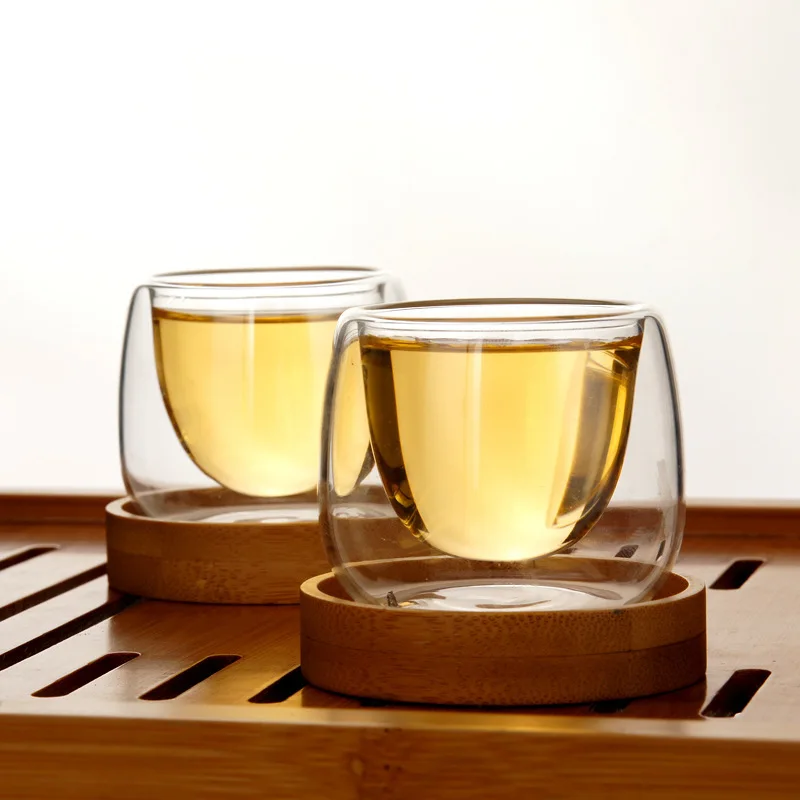 

Nordic Style Bodum Design Double Deck cup Bamboo Tray Set Anti-hot Insulation Scented Tea Coffee Teacup Cup Copo Taza Bardak