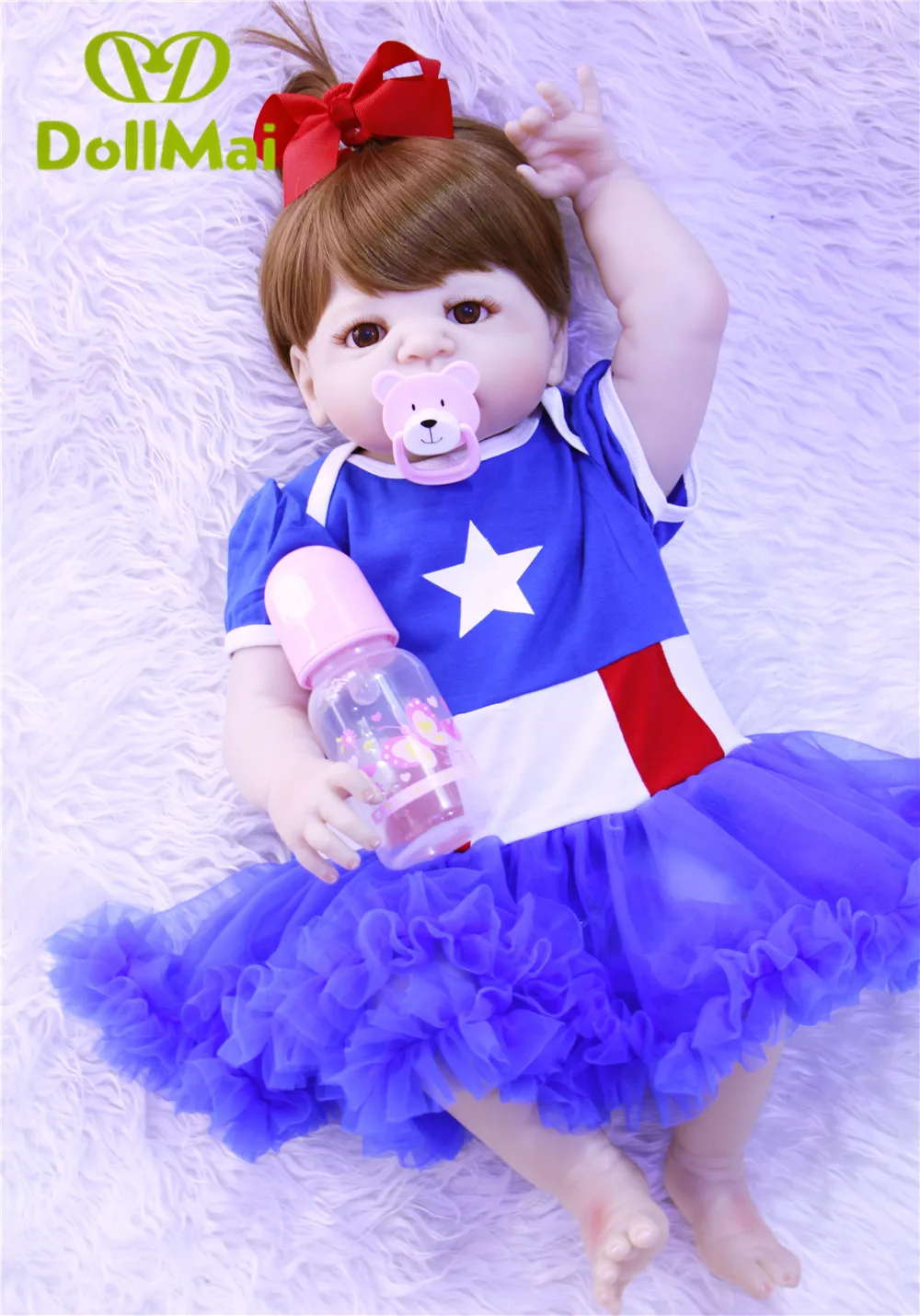 Full silicone reborn baby dolls 23"57cm newborn baby girl ...