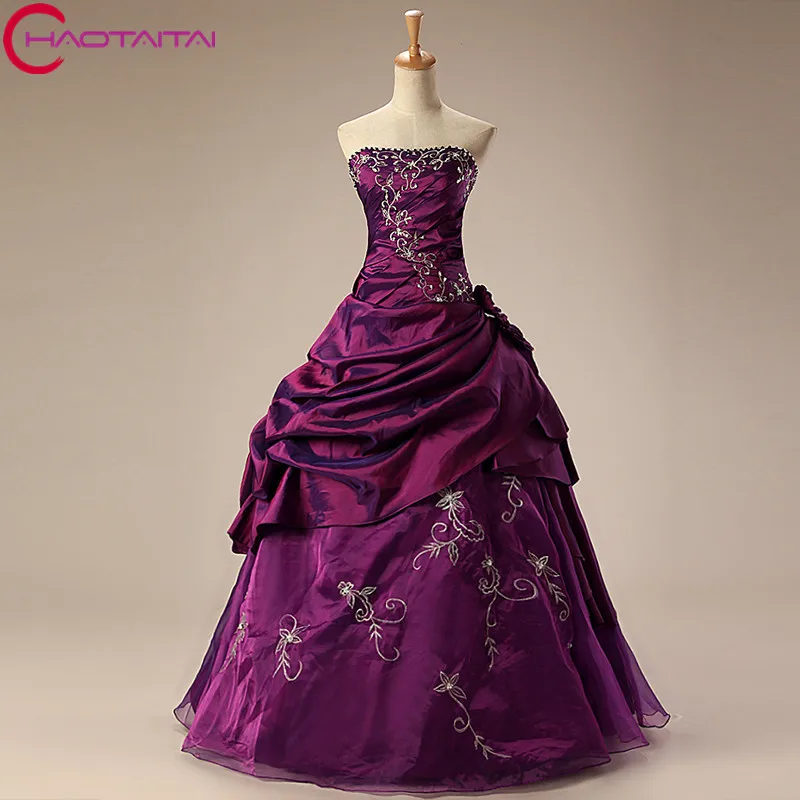 Роскошное фиолетовое бальное платье Пышное Платье 2018 с бисером Emboridery сладкий 16