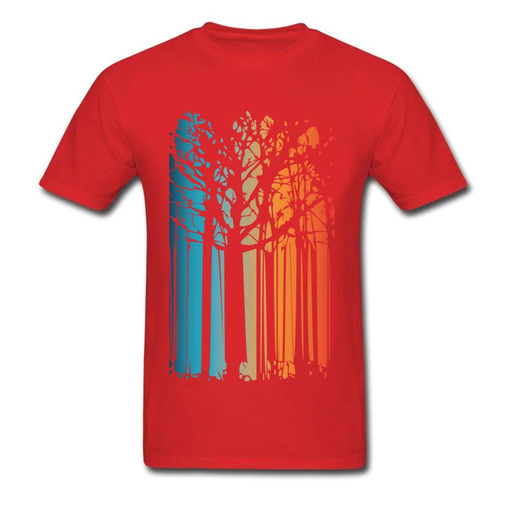 Magic colored forest Fashionable T Shirts for Men Cotton Lovers Day Tees Printed Tops T Shirt Short Sleeve Fashion Round Neck Magic colored forest red